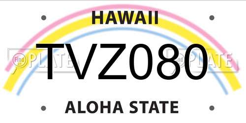 TVZ080 Hawaii License Plate