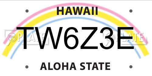 TW6Z3E Hawaii License Plate