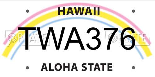 TWA376 Hawaii License Plate