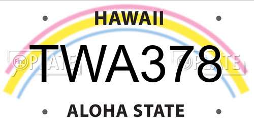 TWA378 Hawaii License Plate