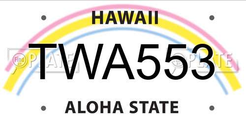 TWA553 Hawaii License Plate