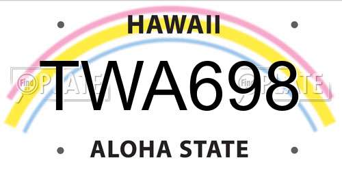 TWA698 Hawaii License Plate