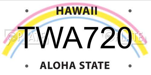 TWA720 Hawaii License Plate