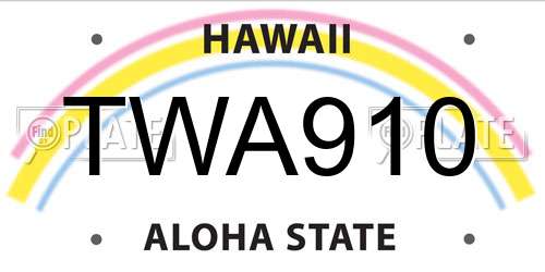 TWA910 Hawaii License Plate