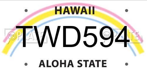 TWD594 Hawaii License Plate
