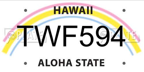 TWF594 Hawaii License Plate
