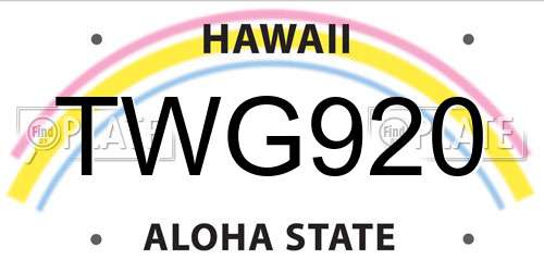 TWG920 Hawaii License Plate
