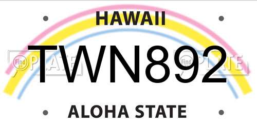 TWN892 Hawaii License Plate