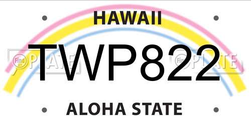 TWP822 Hawaii License Plate