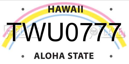 TWU0777 Hawaii License Plate