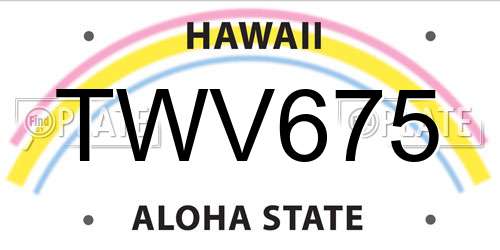 TWV675 Hawaii License Plate