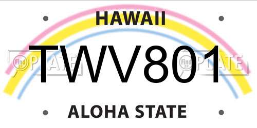 TWV801 Hawaii License Plate