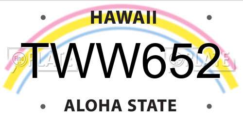 TWW652 Hawaii License Plate