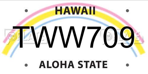 TWW709 Hawaii License Plate