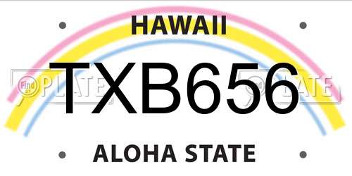 TXB656 Hawaii License Plate