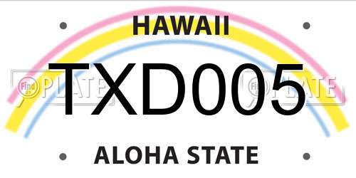 TXD005 Hawaii License Plate