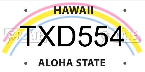TXD554 Hawaii License Plate