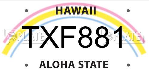 TXF881 Hawaii License Plate
