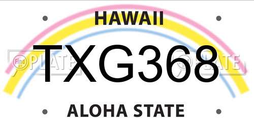 TXG368 Hawaii License Plate