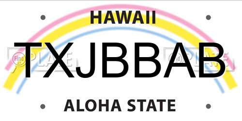 TXJBBAB Hawaii License Plate