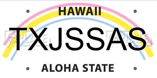 TXJSSAS Hawaii License Plate