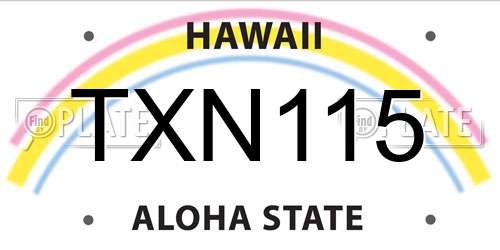 TXN115 Hawaii License Plate