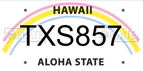 TXS857 Hawaii License Plate