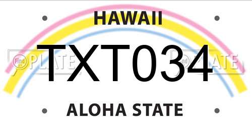 TXT034 Hawaii License Plate
