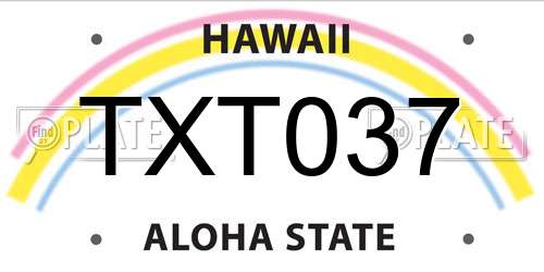 TXT037 Hawaii License Plate