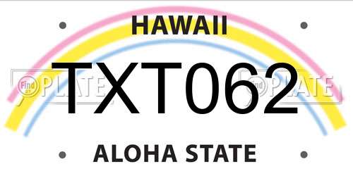 TXT062 Hawaii License Plate