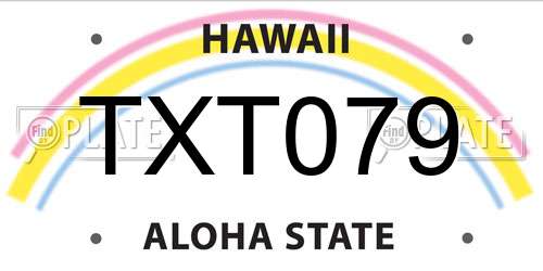TXT079 Hawaii License Plate