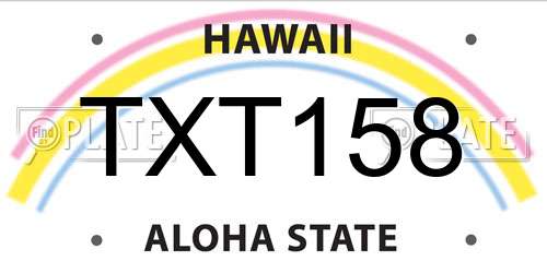 TXT158 Hawaii License Plate