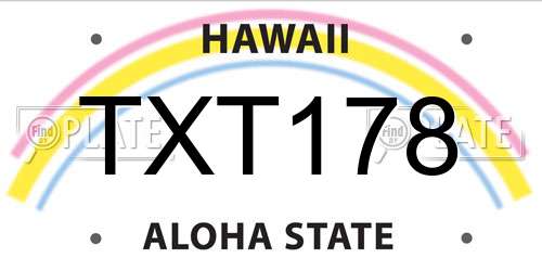 TXT178 Hawaii License Plate