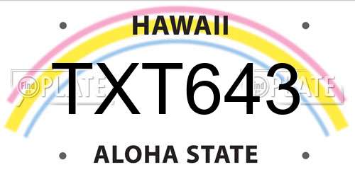 TXT643 Hawaii License Plate