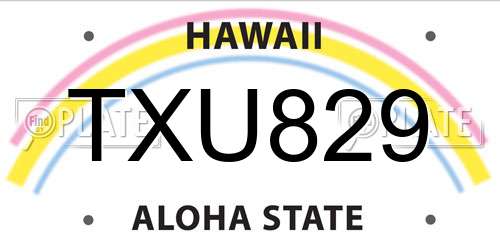 TXU829 Hawaii License Plate