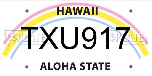TXU917 Hawaii License Plate