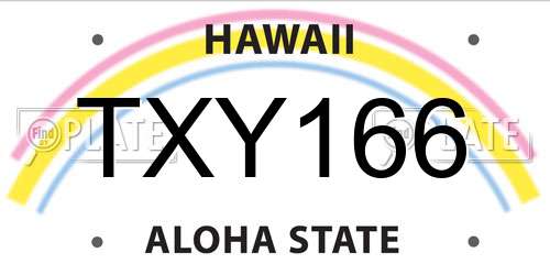 TXY166 Hawaii License Plate
