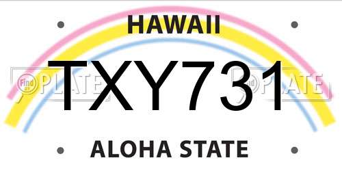 TXY731 Hawaii License Plate