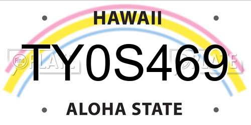 TY0S469 Hawaii License Plate
