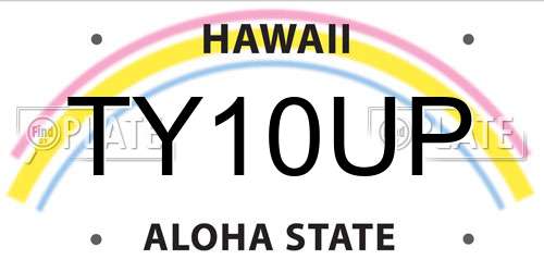 TY10UP Hawaii License Plate