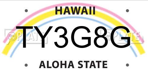 TY3G8G Hawaii License Plate