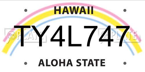 TY4L747 Hawaii License Plate