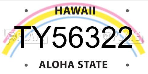 TY56322 Hawaii License Plate
