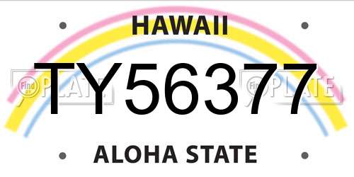 TY56377 Hawaii License Plate
