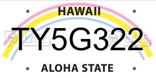 TY5G322 Hawaii License Plate