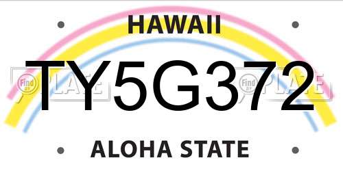 TY5G372 Hawaii License Plate