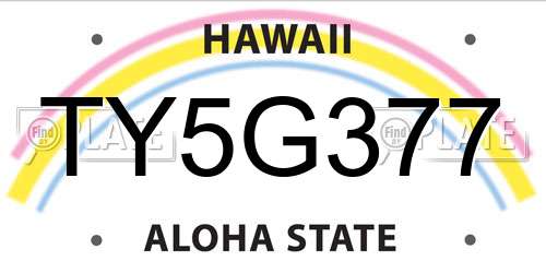 TY5G377 Hawaii License Plate