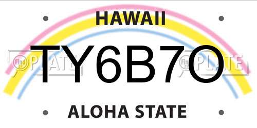 TY6B7O Hawaii License Plate