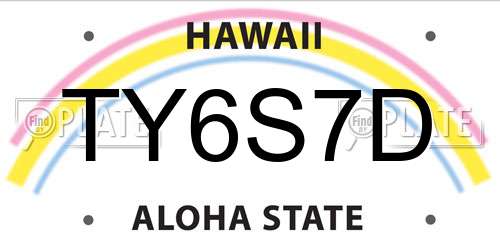 TY6S7D Hawaii License Plate
