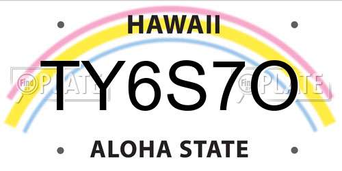 TY6S7O Hawaii License Plate
